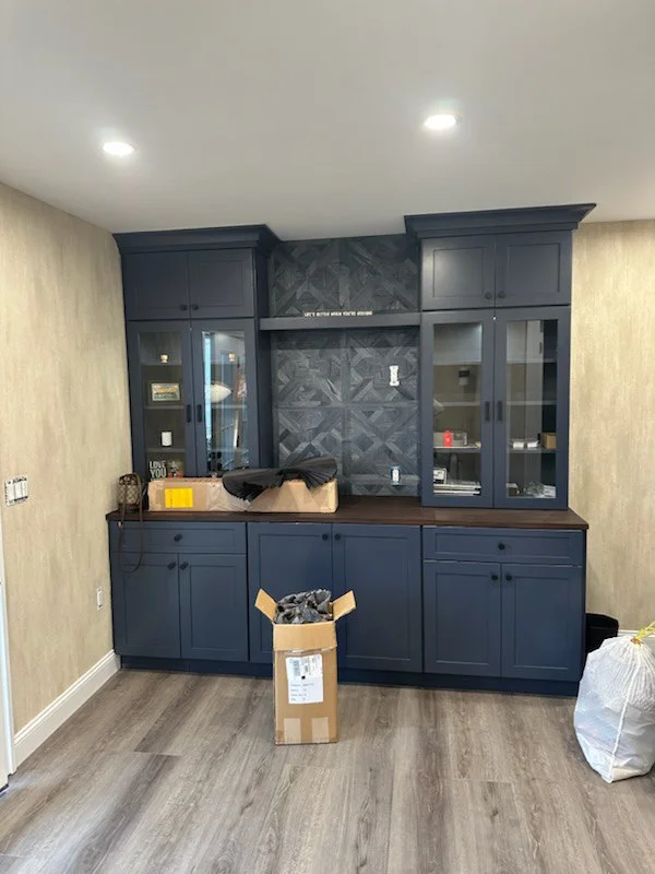 Geometric wallpaper pattern installation Austin